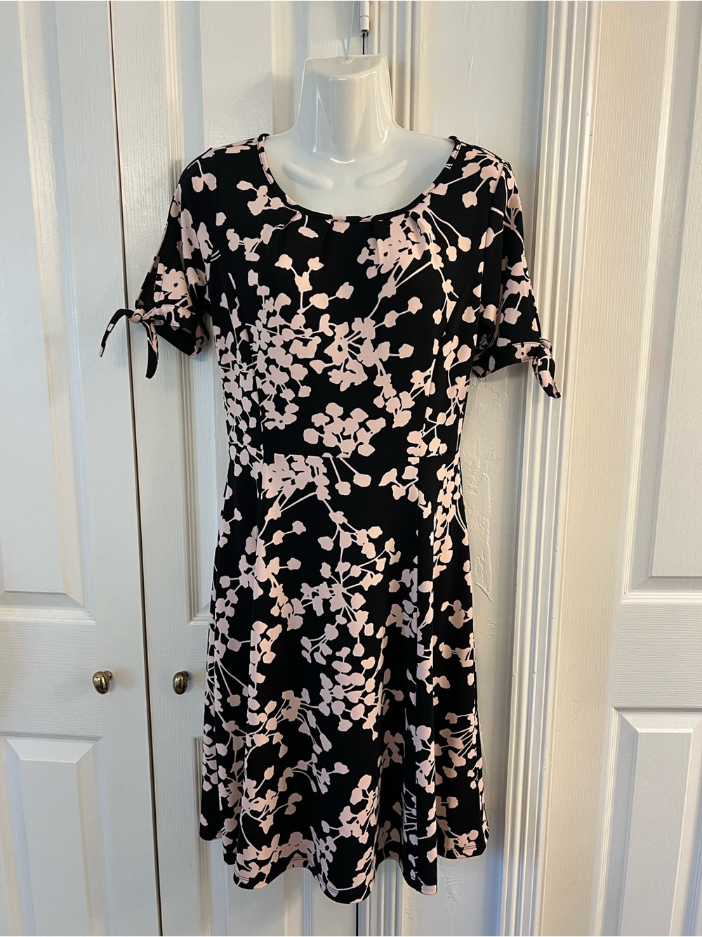Talbots Black Dress with Blush Floral Print